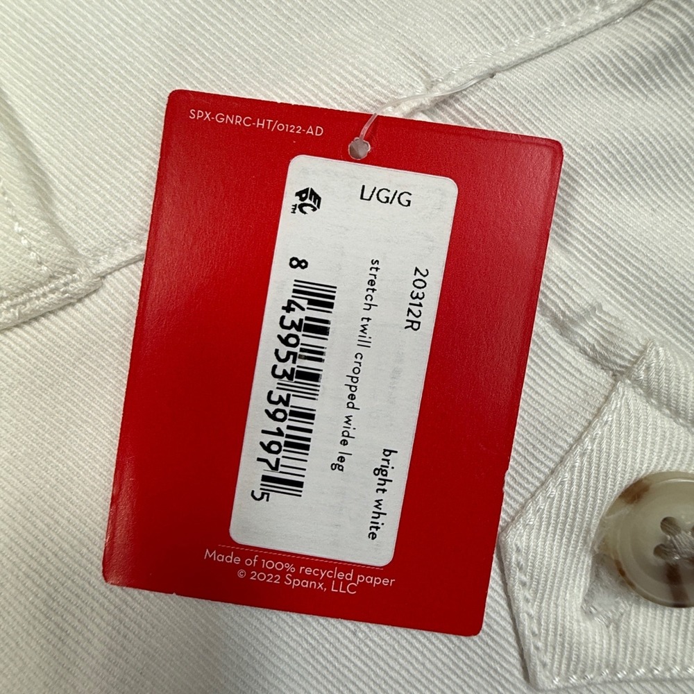 Spanx Womens Stretch Twill Cropped Wide Leg Pants LARGE Bright White 20312R NEW - Picture 6 of 10